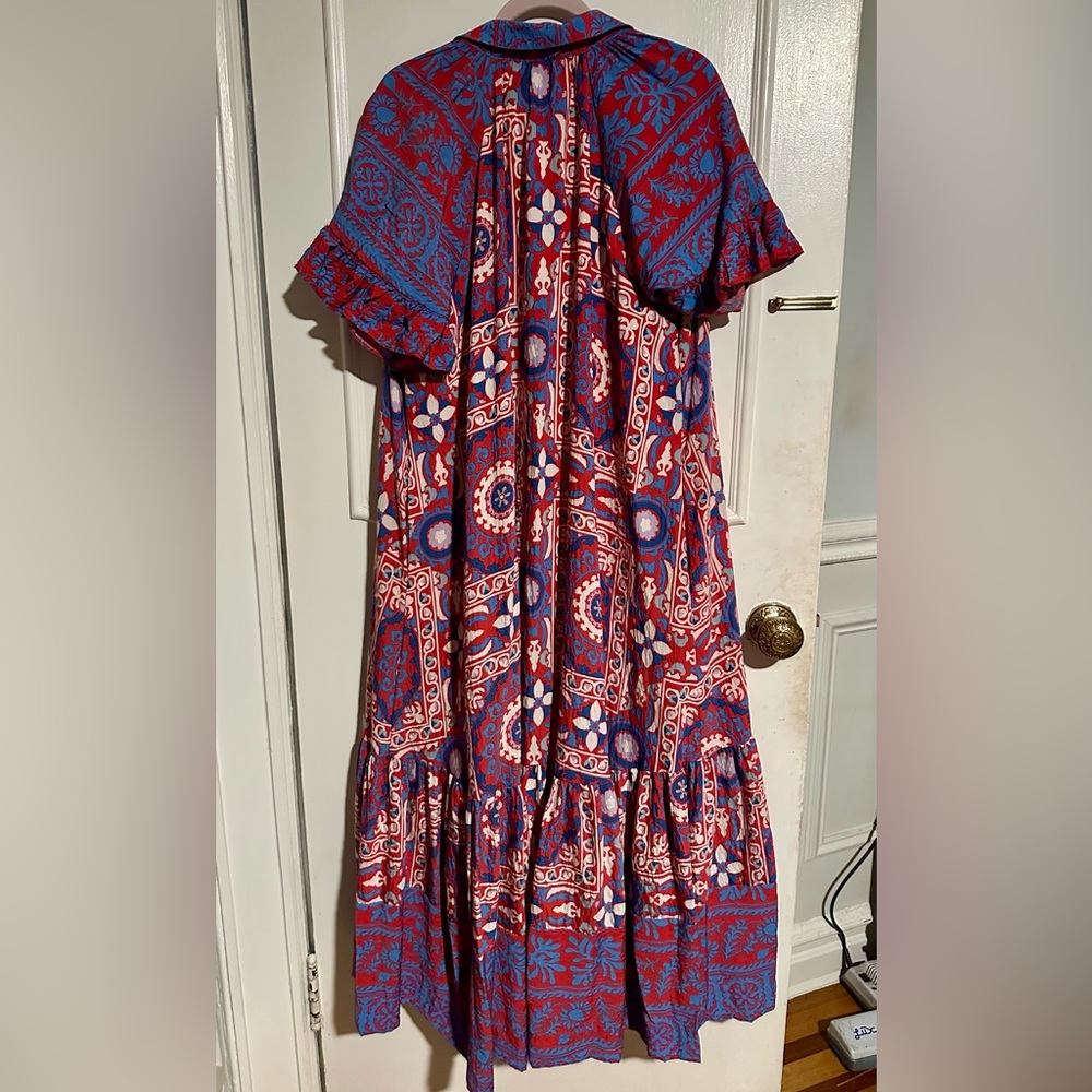 Anthropologie - Ruffle Sleeve Maxi Dress Size L - Picture 2 of 11